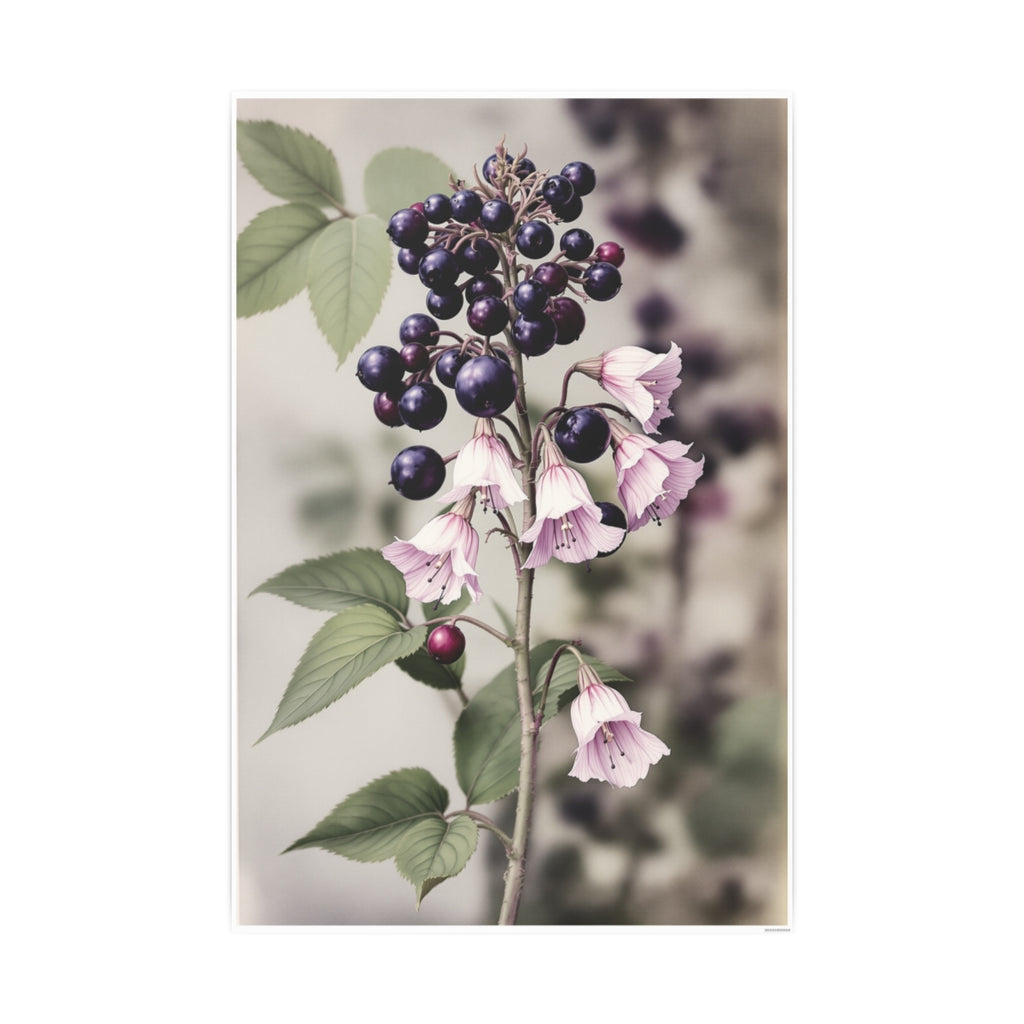 Belladonna Nightshade Botanical Etching 24x36 Vertical